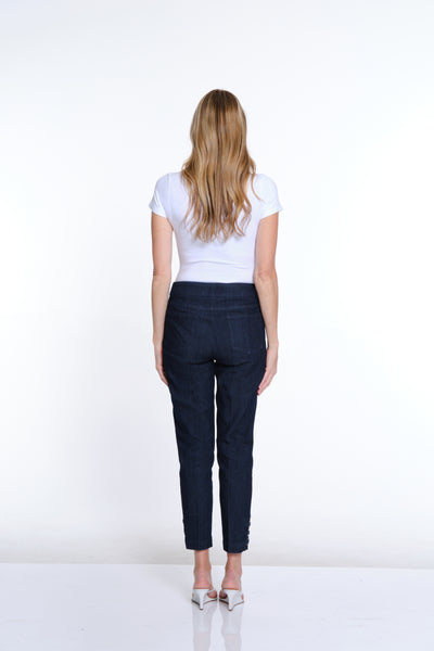 Pull On Solid Twill Ankle Pant - Denim