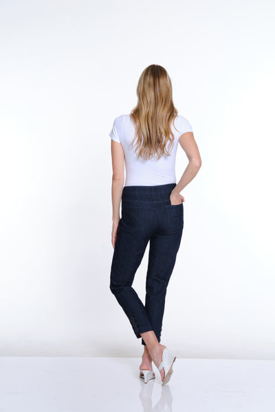 Pull On Solid Twill Ankle Pant - Denim