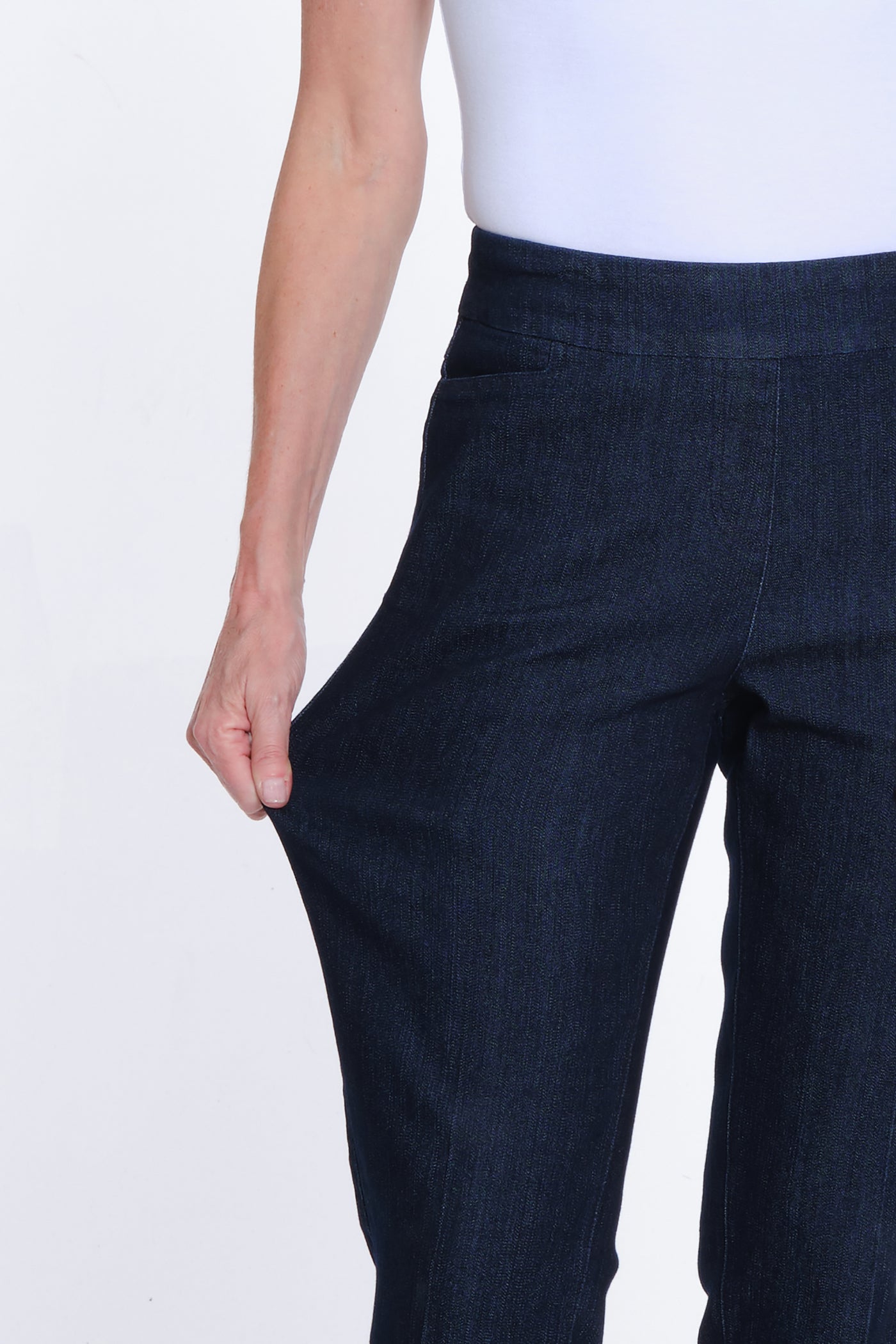 Pull On Solid Twill Ankle Pant - Denim