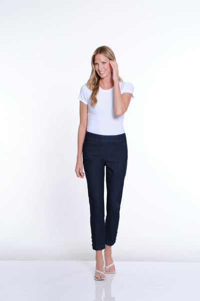 Pull On Solid Twill Ankle Pant - Denim