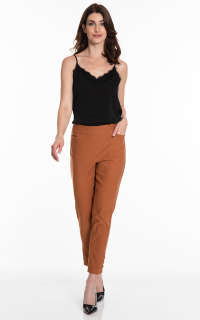 PULL-ON ANKLE PANT with RING HEM VENTS - Rich Tobacco