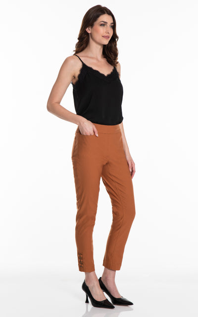 PULL-ON ANKLE PANT with RING HEM VENTS - Rich Tobacco