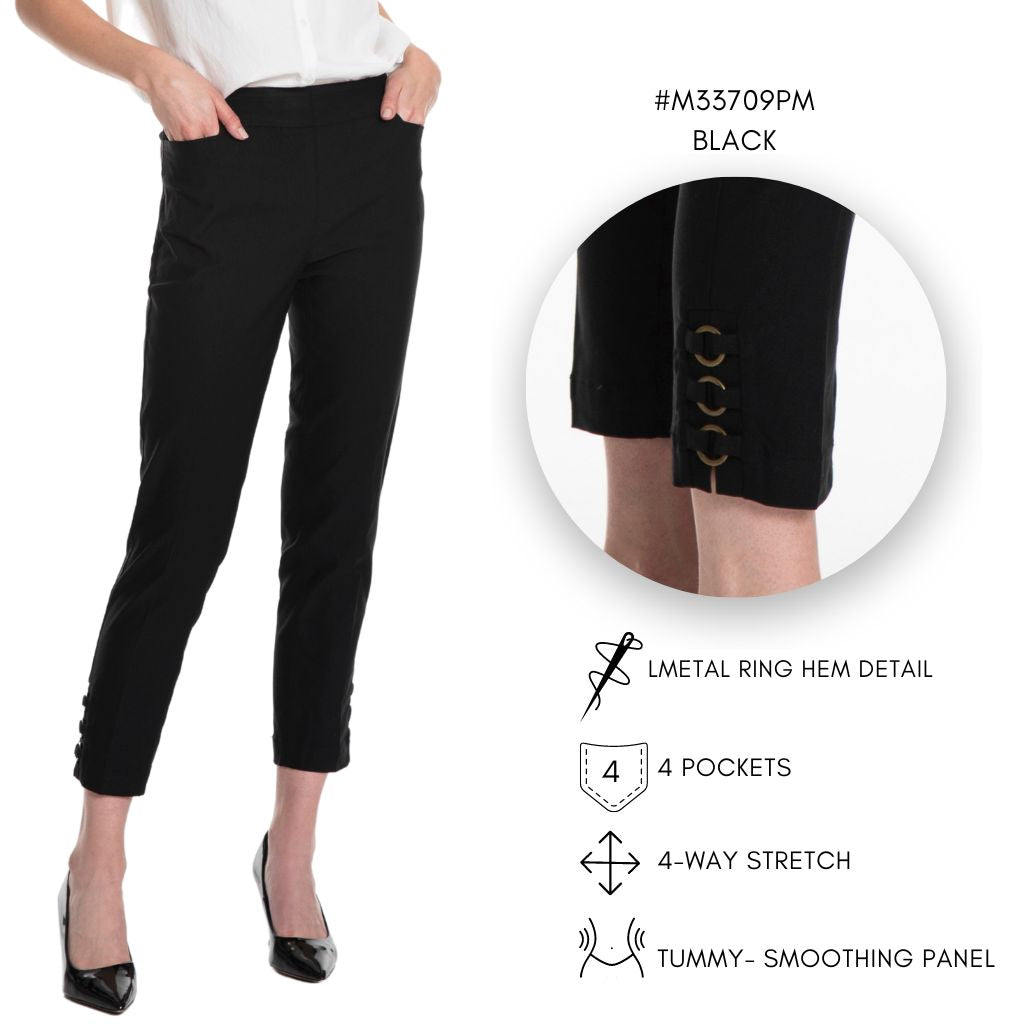 PLUS PULL-ON ANKLE PANT with RING HEM VENTS - Black