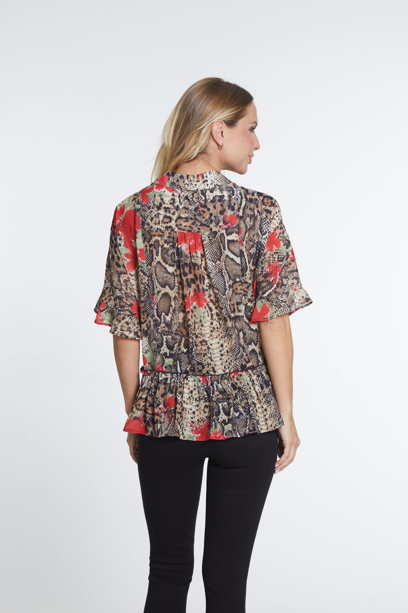 Print Peplum Top - Multi