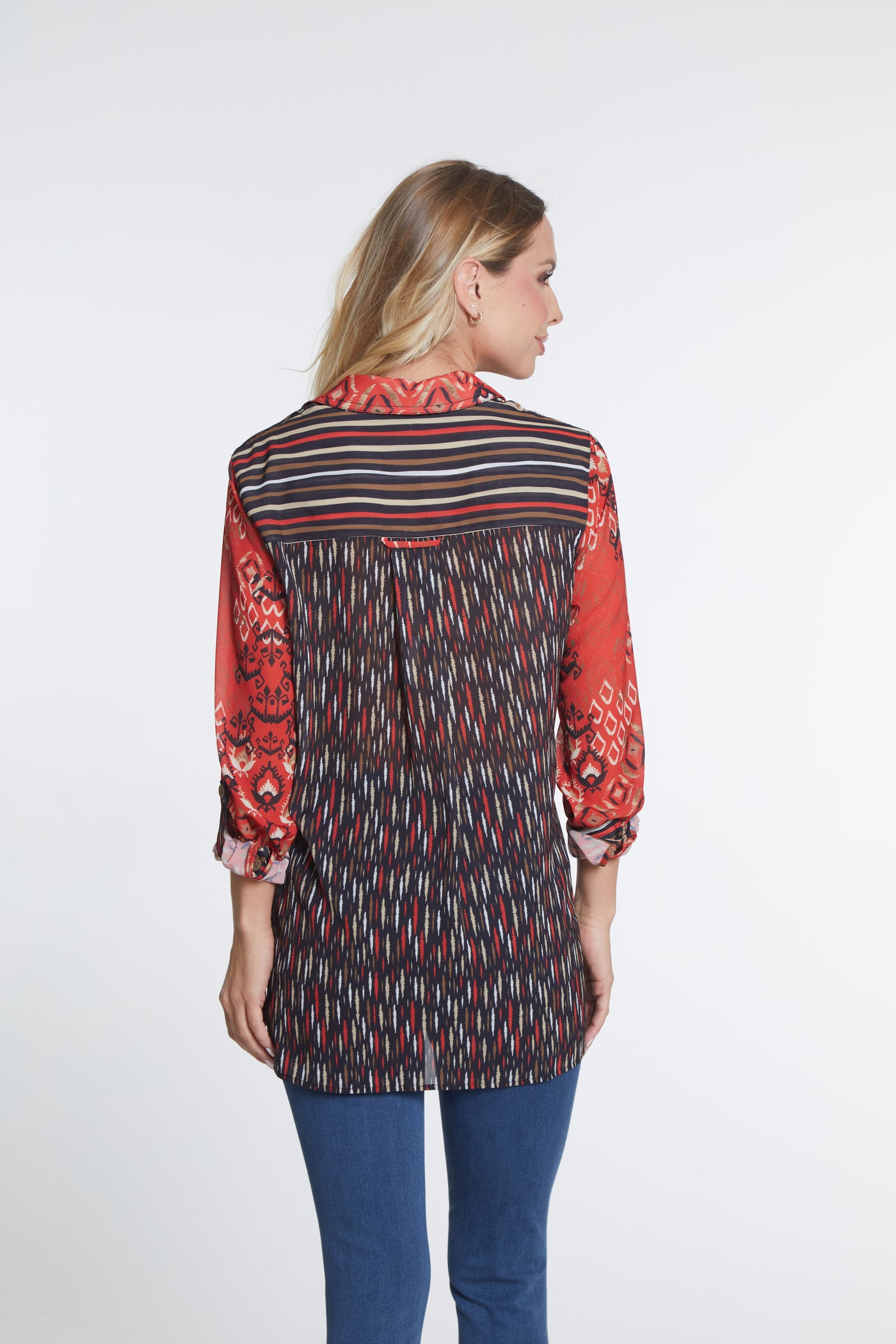 Mixed Print Crinkle Shirt - Multi