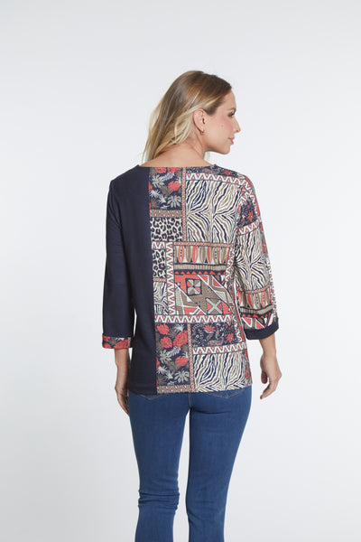 Mixed Print Knit Top - Multi