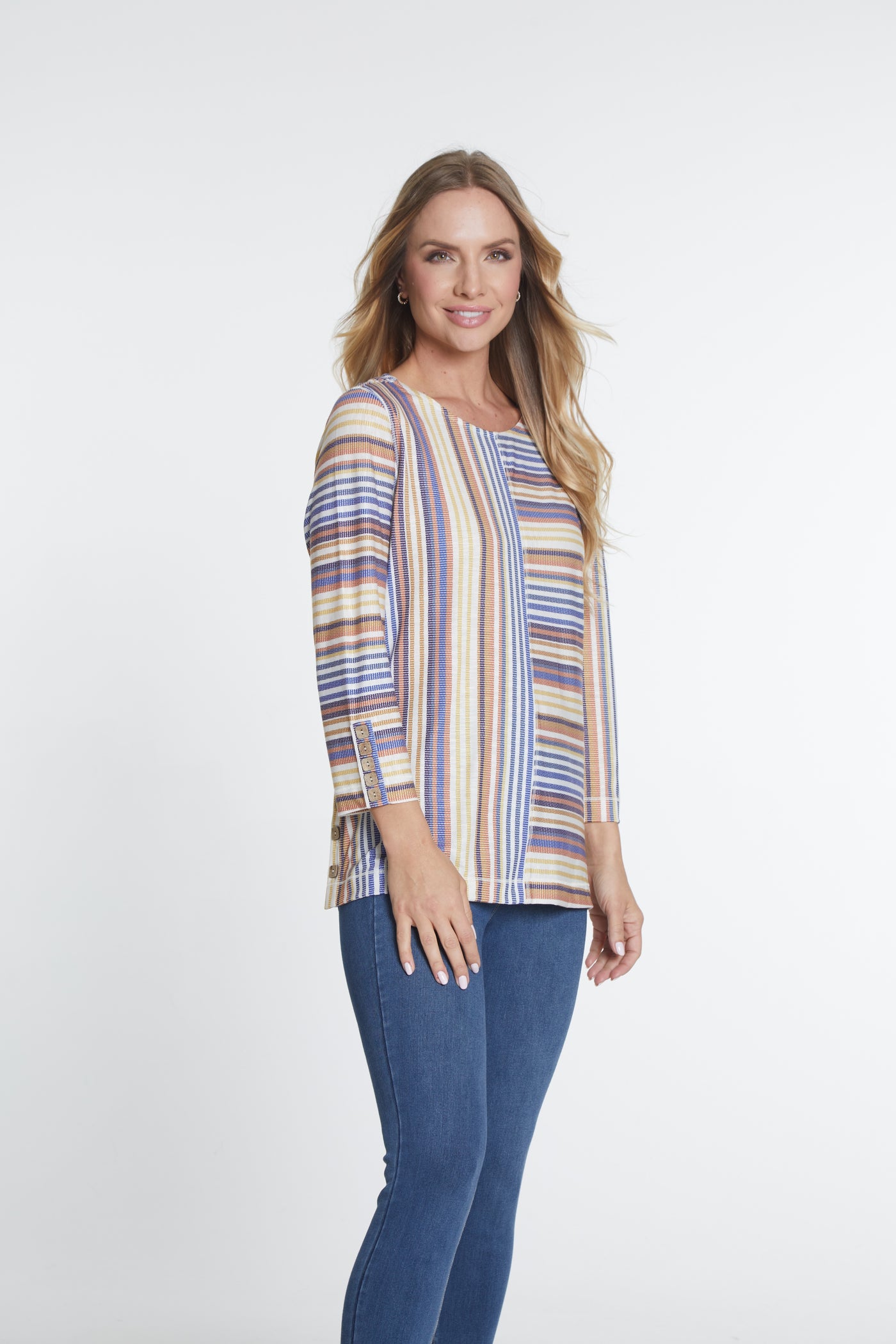 Multi-Stripe Slub Knit Top - Multi