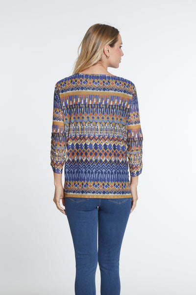 Print Knit Mesh Top - Multi