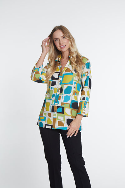 Wire Collar Print Shirt - Women's - Multi