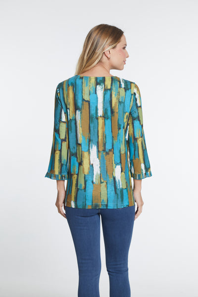 Pleated Flounce Sleeve Top - Multi