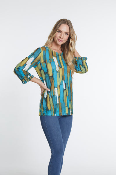 Pleated Flounce Sleeve Top - Multi