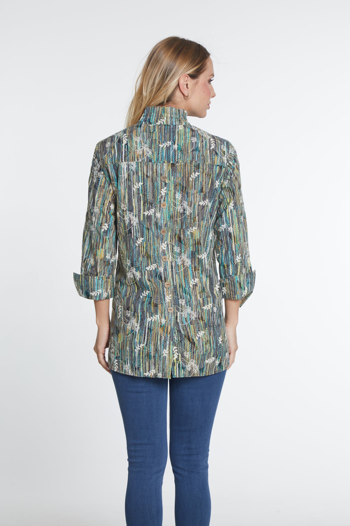 Print Embroidered Woven Shirt - Women's - Multi