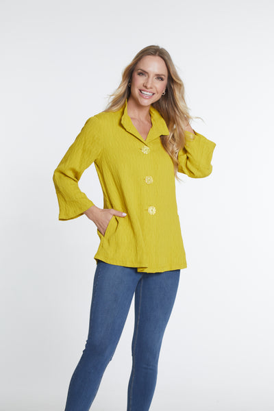 Flounce Sleeve Woven Jacket - Citron