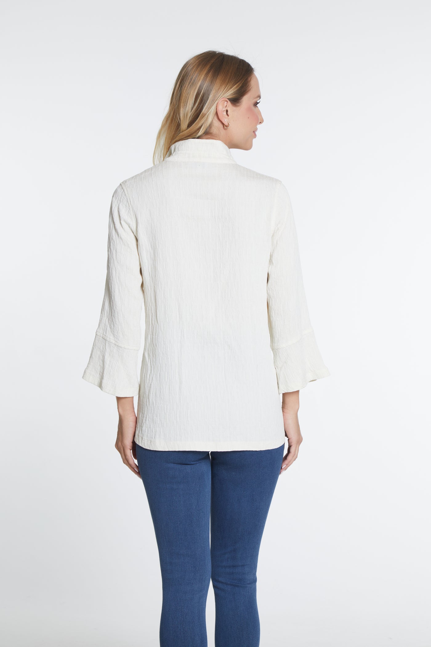 Flounce Sleeve Woven Jacket - Ivory