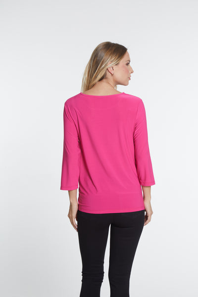 Drawstring Tie Front Top - Deep Fuchsia