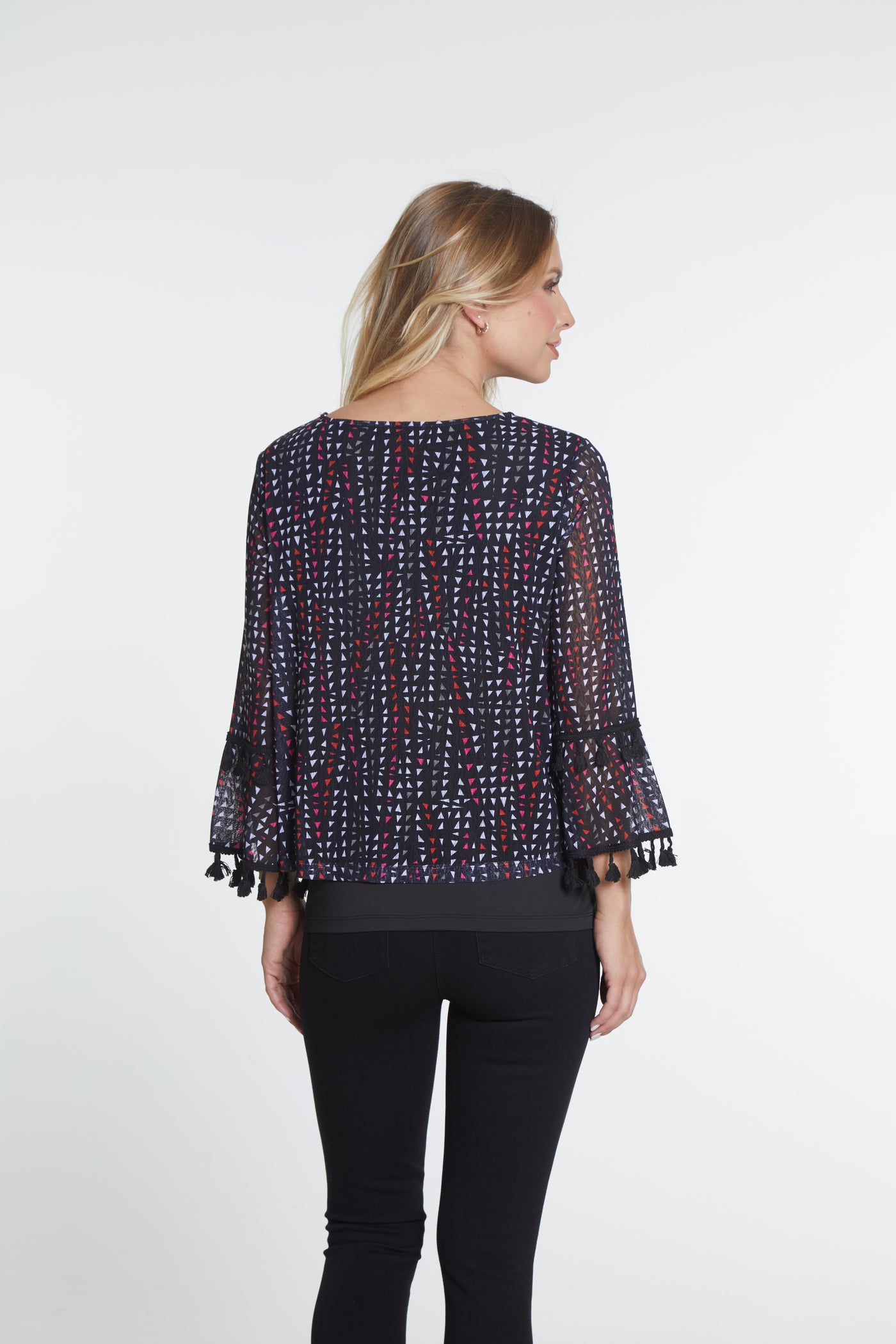 Flounce Sleeve Scoop Neck Top - Multi