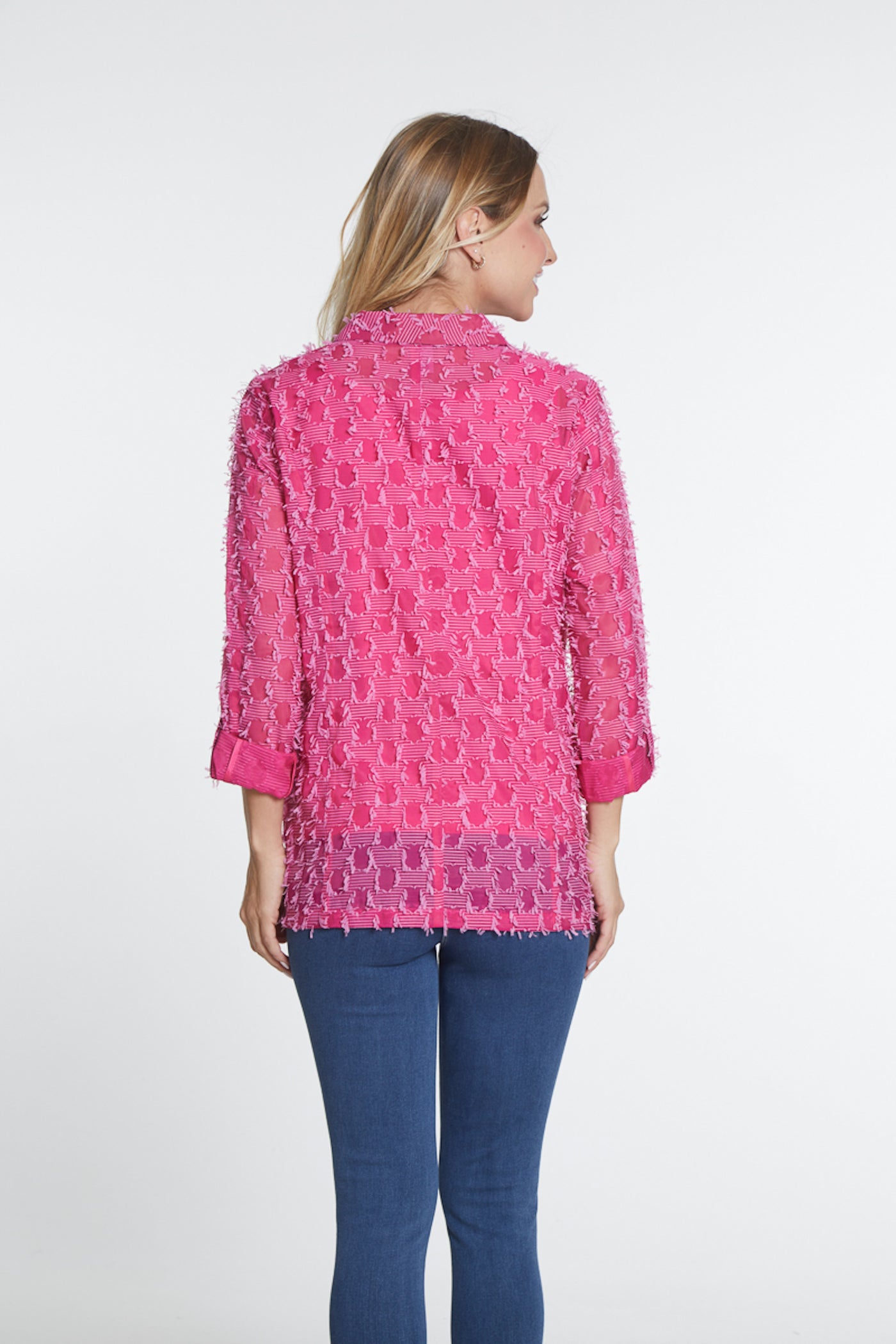 Shawl Collar Novelty Jacket - Deep Fuchsia