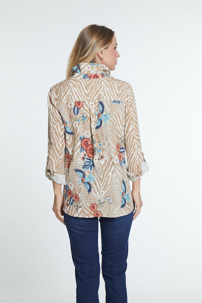 Roll Tab Long Sleeve Shirt - Multi