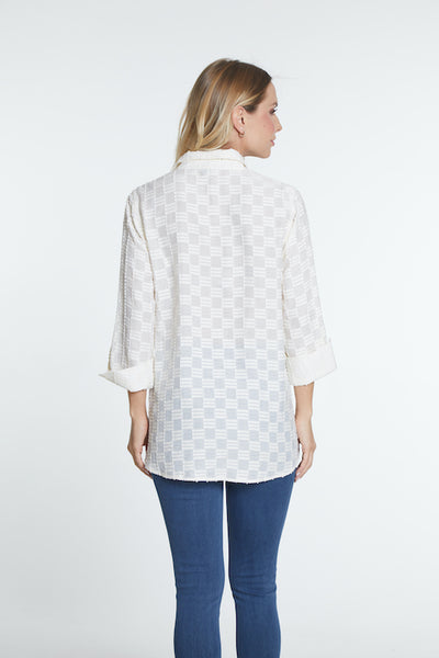 Turn Up Cuff Button Front Shirt - Ivory