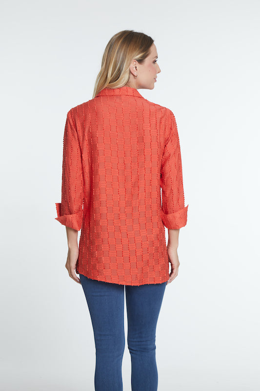 Turn Up Cuff Button Front Shirt - Paprika