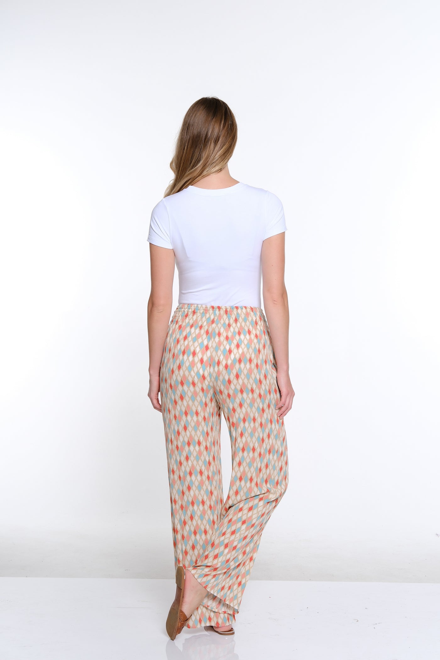 Elastic Waist Wide Leg Pant- Diamond Multi