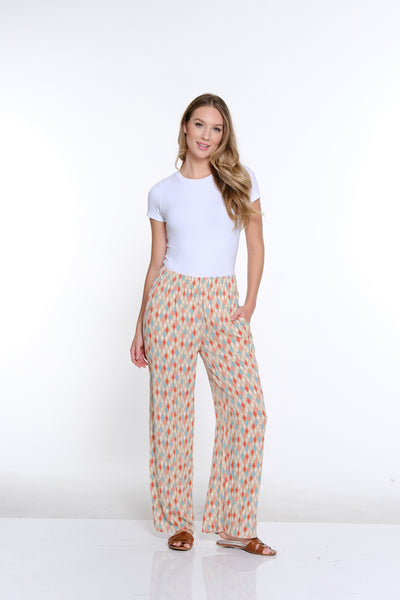 Elastic Waist Wide Leg Pant- Diamond Multi