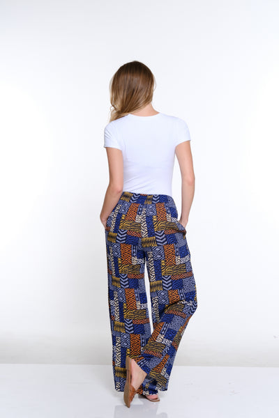 Elastic Waist Wide Leg Pant- Patch Multi