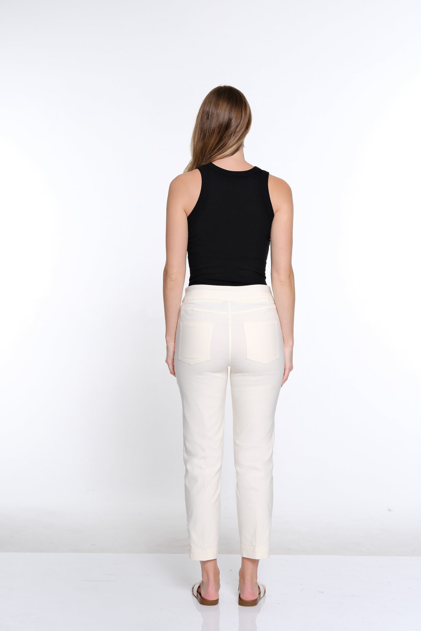 Ankle Pant w/ Strap Hem Vents - Ivory