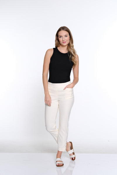 Ankle Pant w/ Strap Hem Vents - Ivory