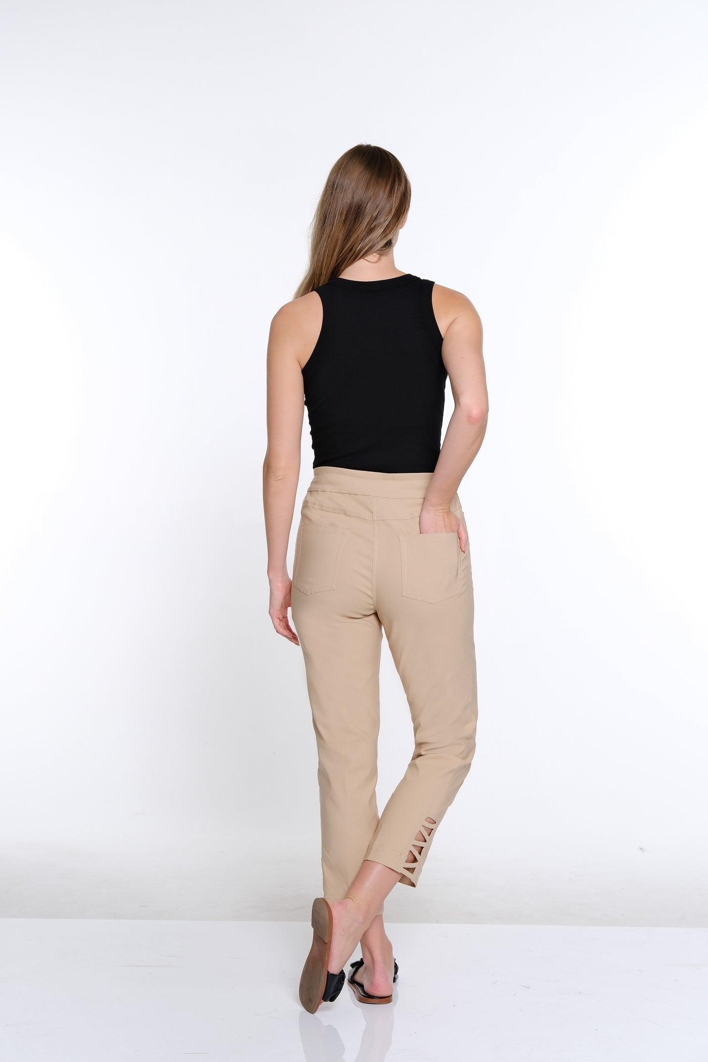 Ankle Pant w/ Strap Hem Vents - Khaki