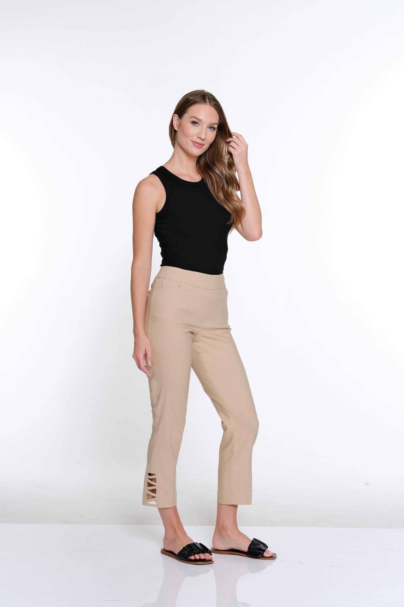 Ankle Pant w/ Strap Hem Vents - Khaki