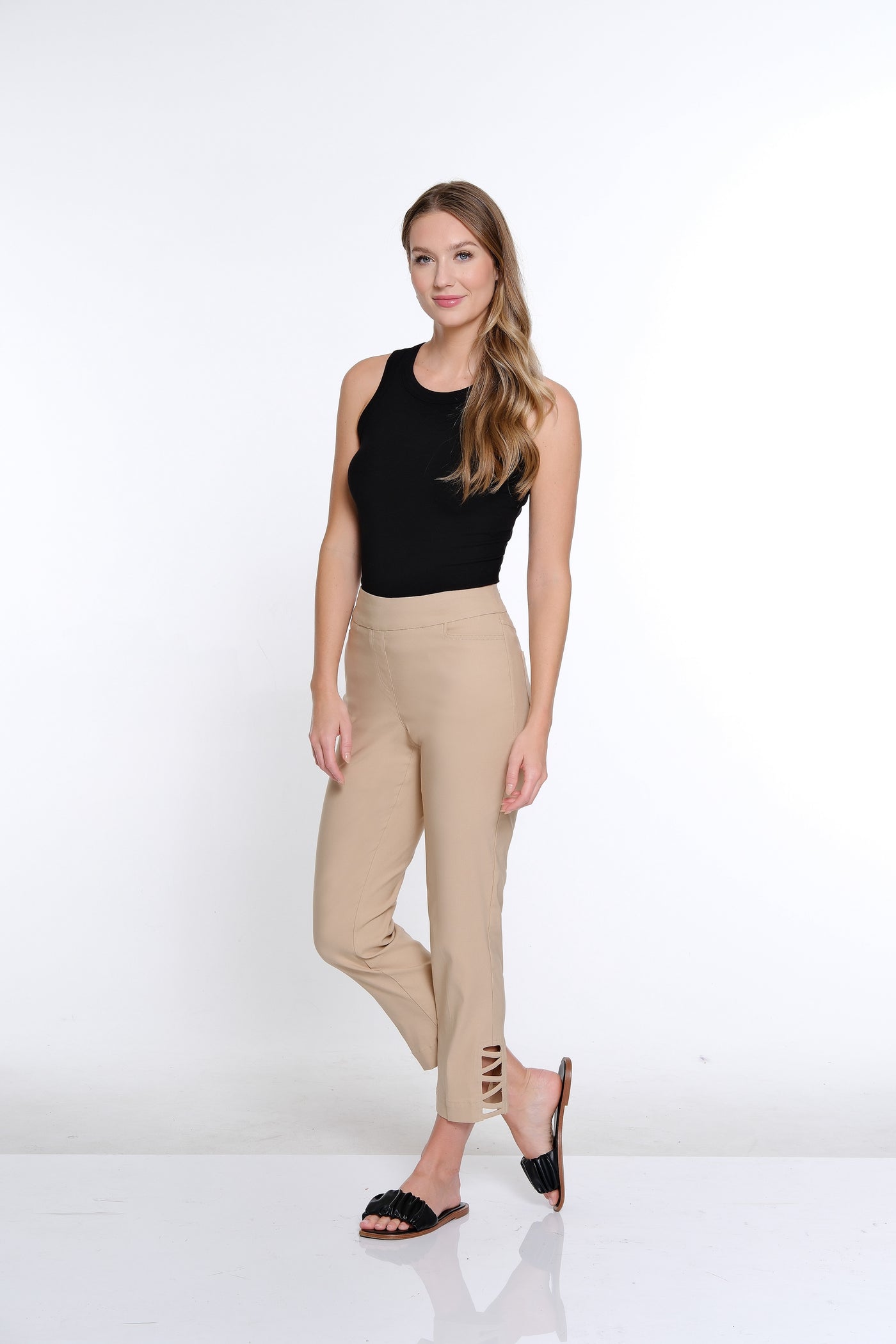 Ankle Pant w/ Strap Hem Vents - Khaki