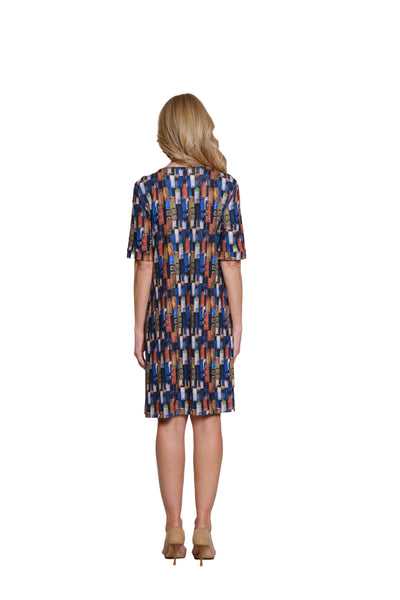 Printed Slub Knit A-Line Dress - Multi