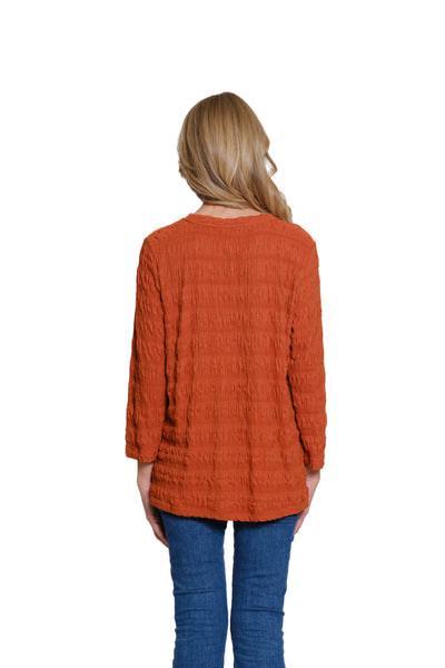 Solid Scoop Neck Knit Top - Spice