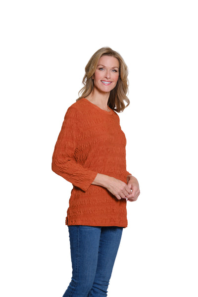 Solid Scoop Neck Knit Top - Spice