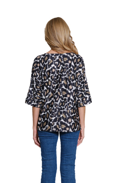 Printed Slub Knit V-Neck Top - Petite - Skin Multi