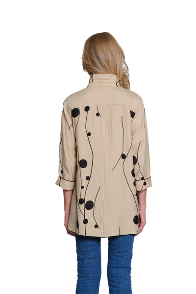 Embroidered Crinkle Woven Shirt - Light Khaki