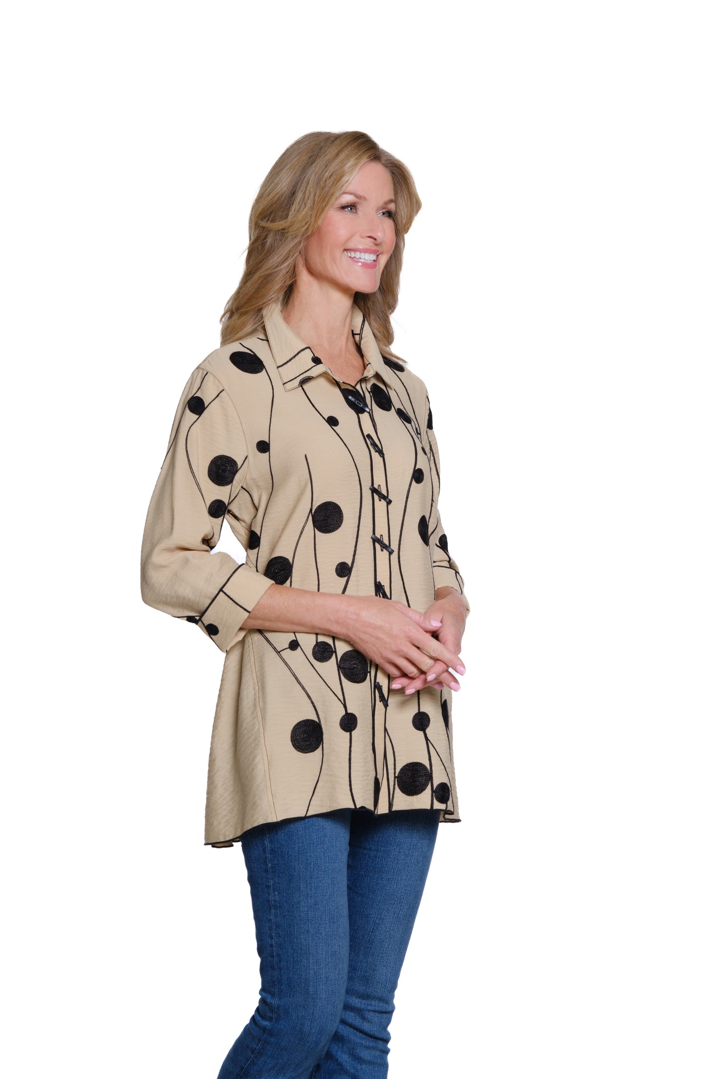 Embroidered Crinkle Woven Shirt - Light Khaki
