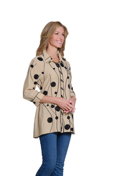 Embroidered Crinkle Woven Shirt - Light Khaki