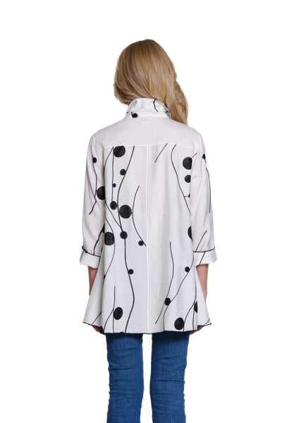 Embroidered Crinkle Woven Shirt - Petite - Soft Ivory