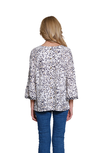 Flounce Sleeve Print Top - Multi