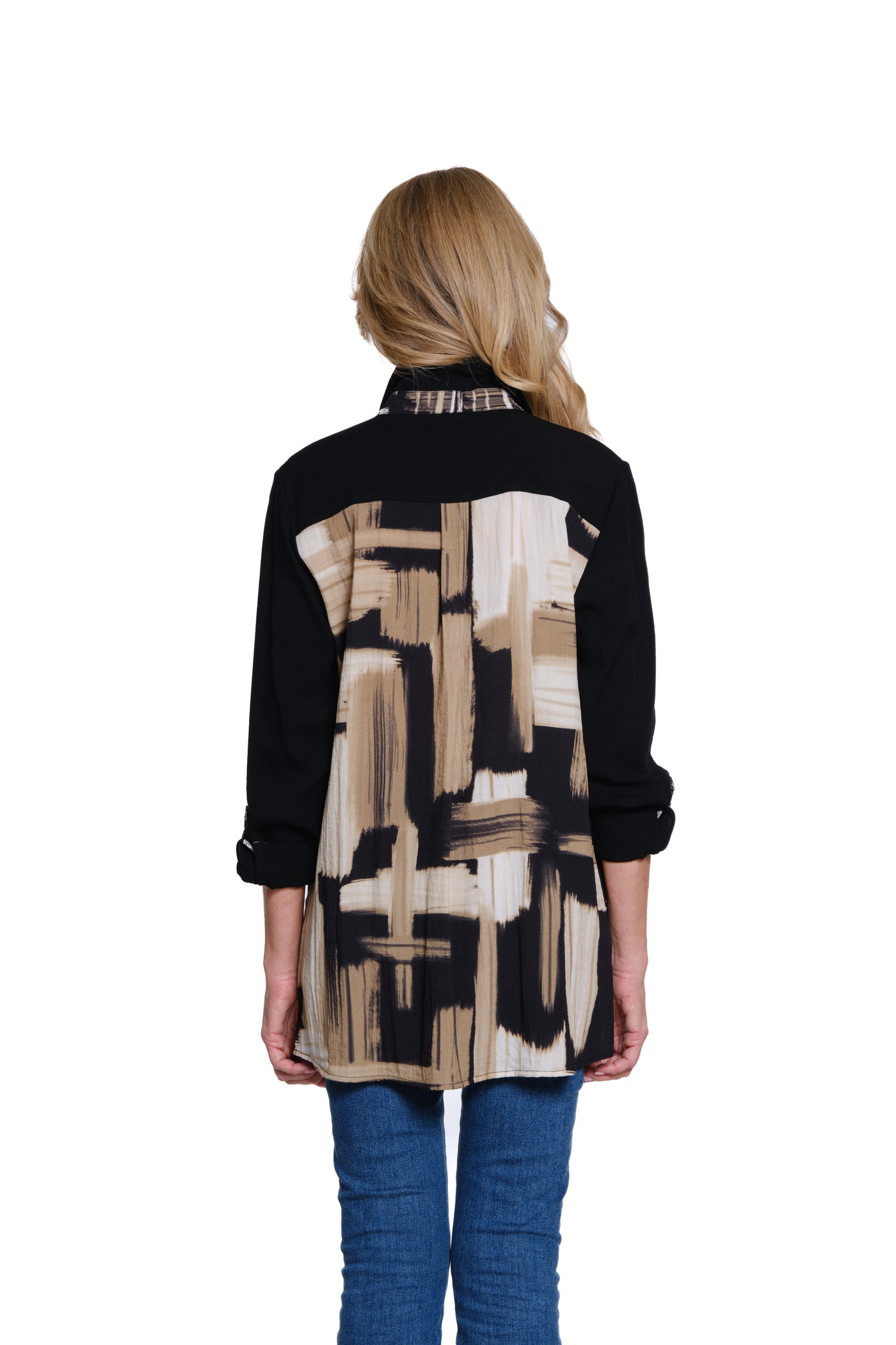 Roll-Tab Sleeve Woven Shirt - Multi