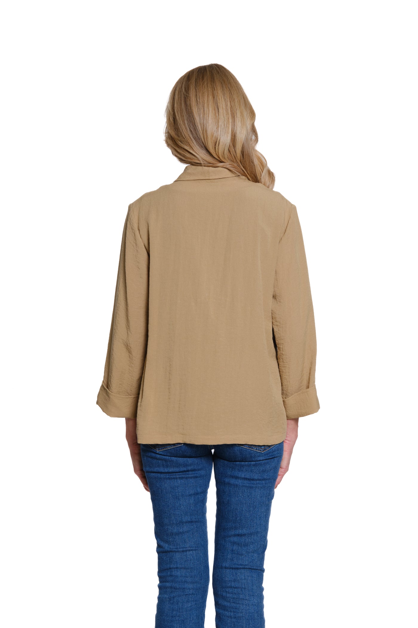 Woven Jacket with Contrast Embroidery - Tan
