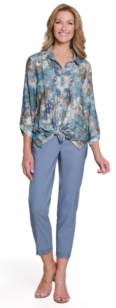 Printed Crinkle Woven Shirt - Petite - Multi