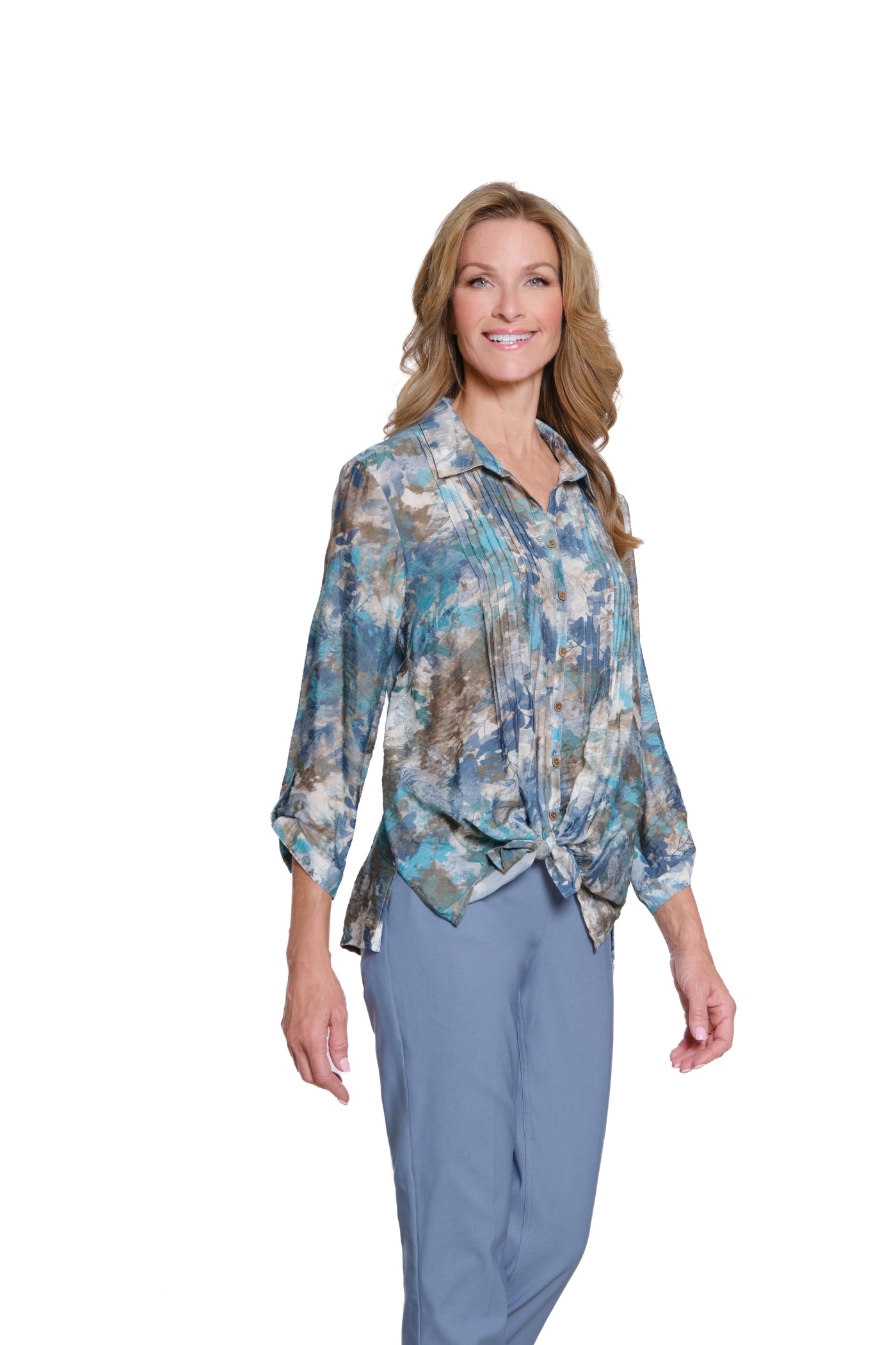 Printed Crinkle Woven Shirt - Petite - Multi