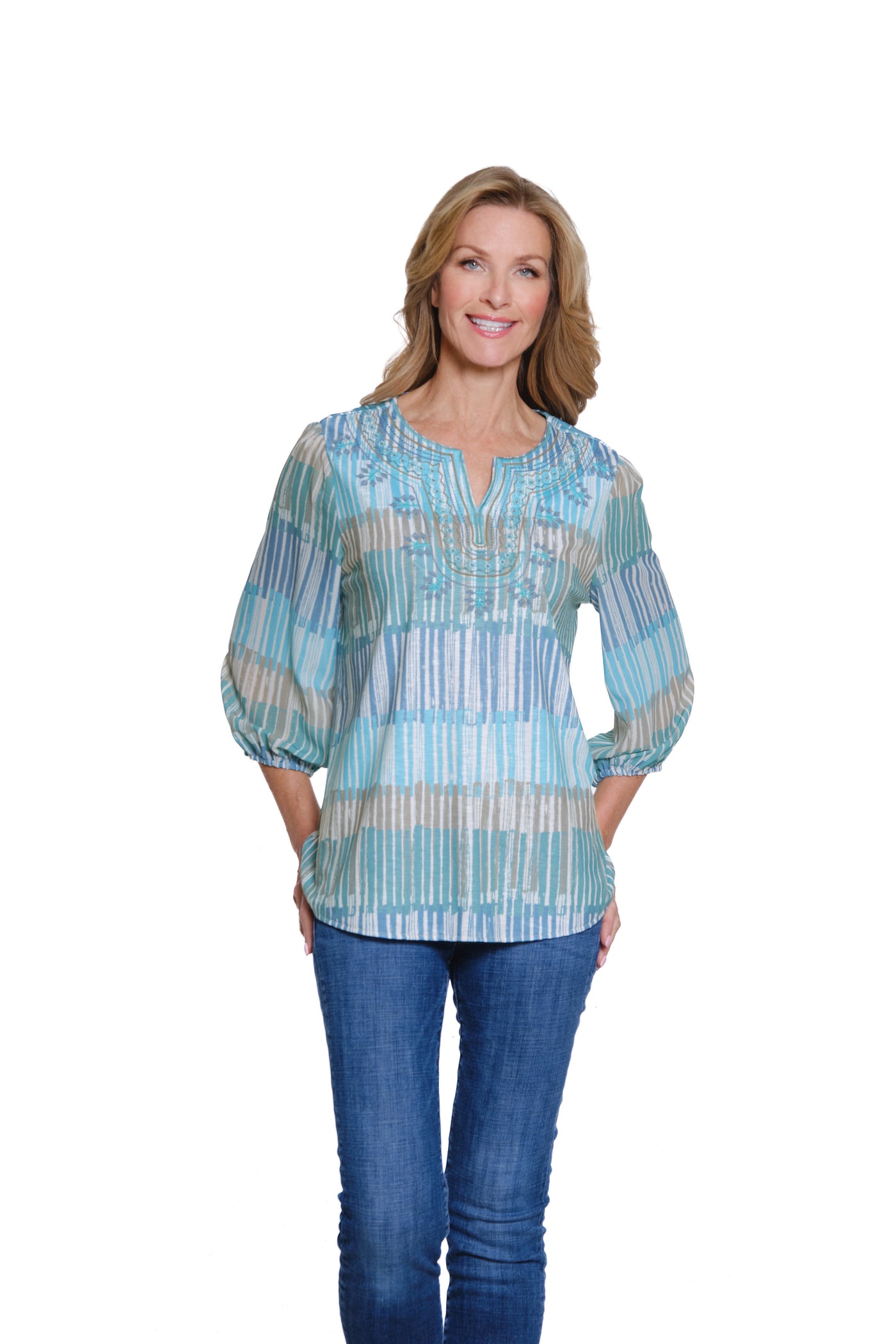 Printed Slub Knit Top - Petite - Multi