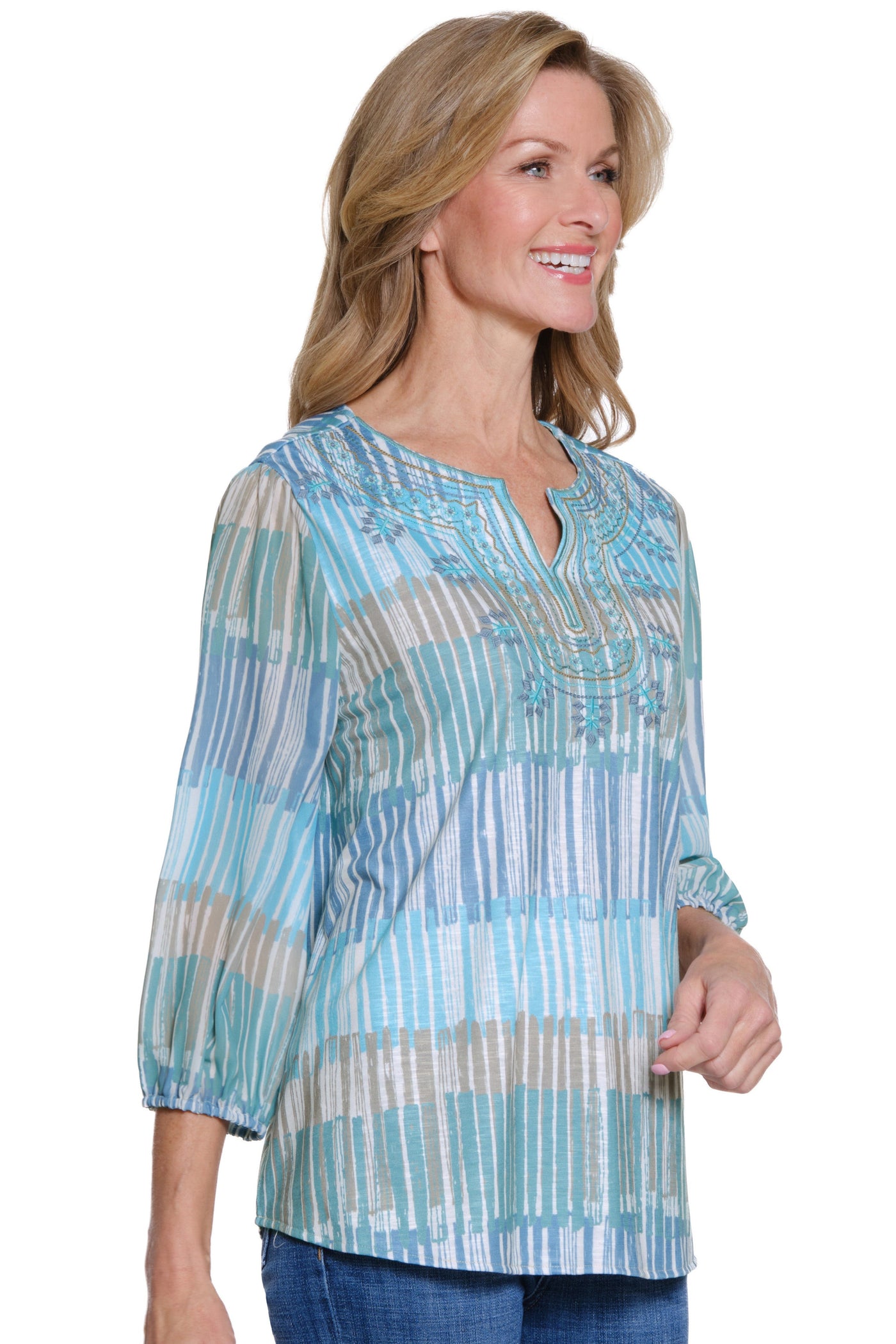 Printed Slub Knit Top - Plus - Multi