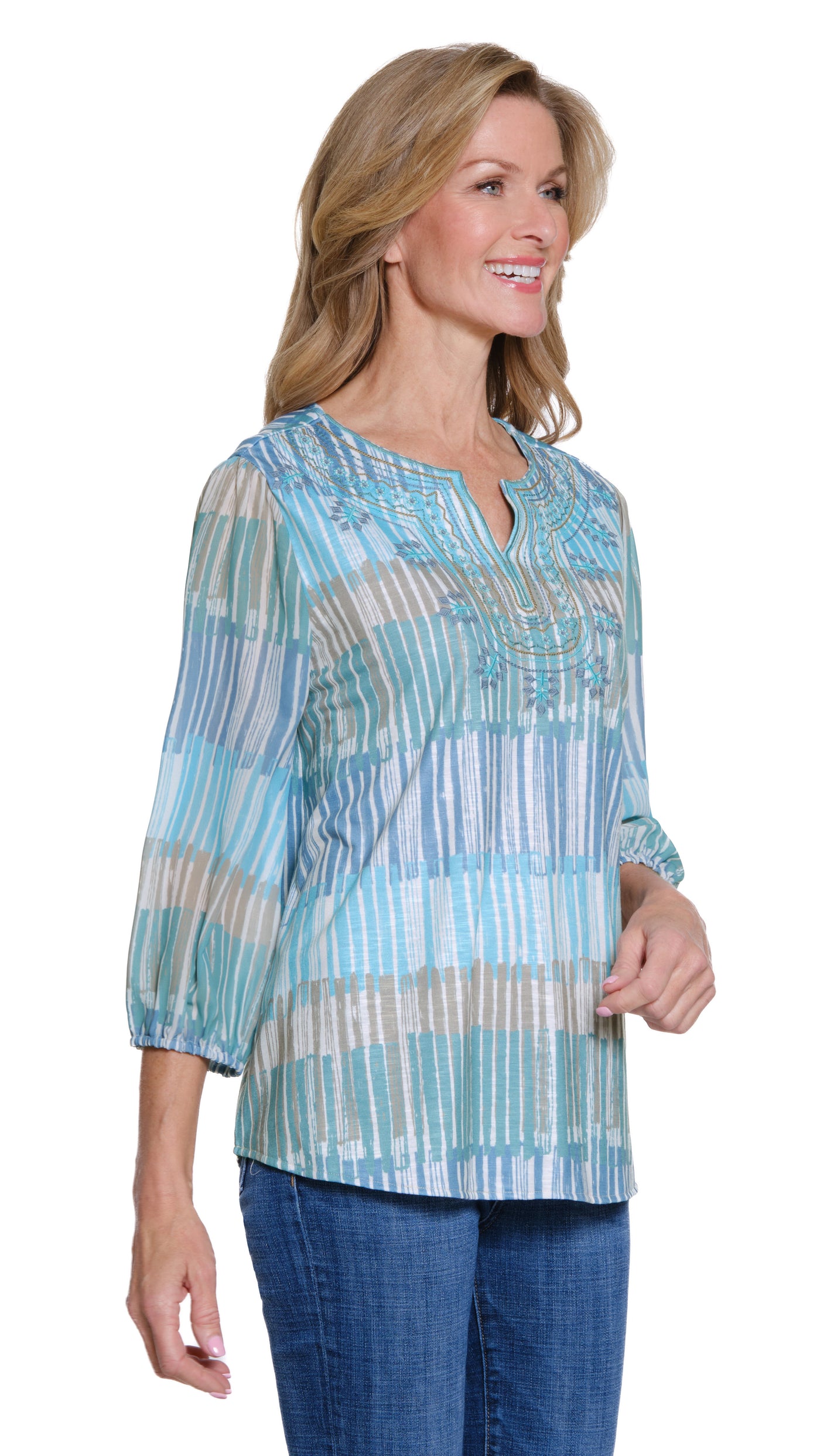 Printed Slub Knit Top - Petite - Multi
