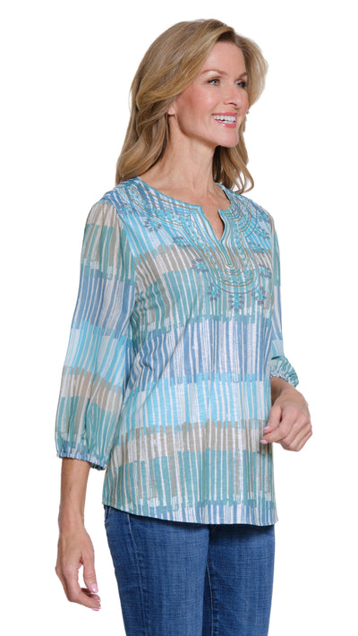 Printed Slub Knit Top - Petite - Multi