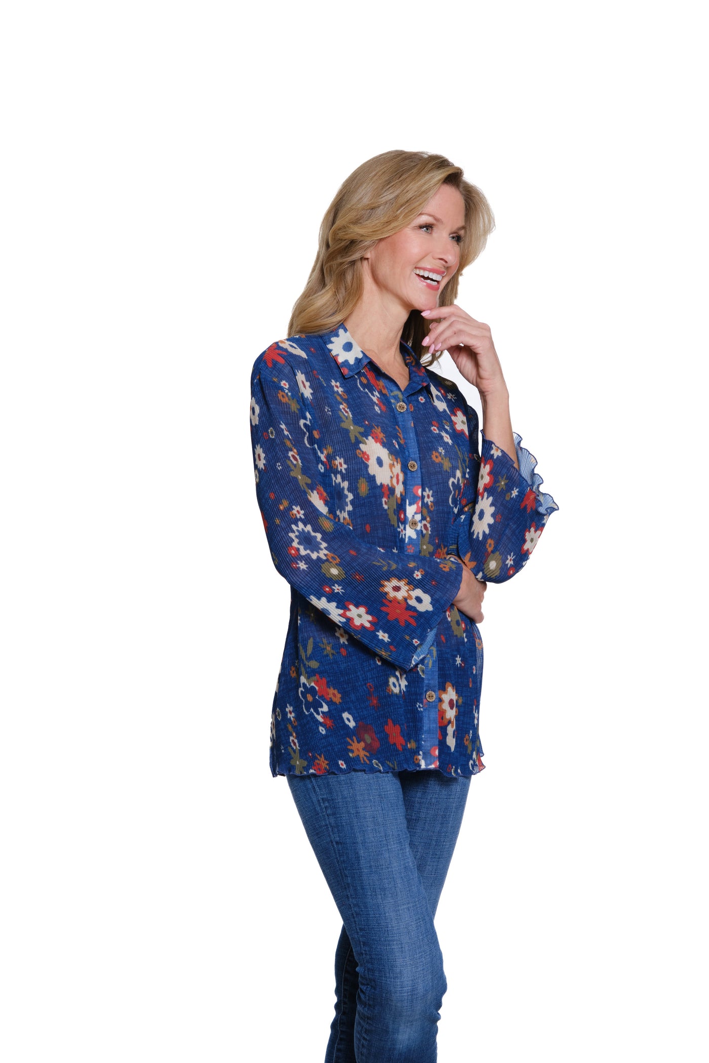 Pleated Printed Shirt - Multi